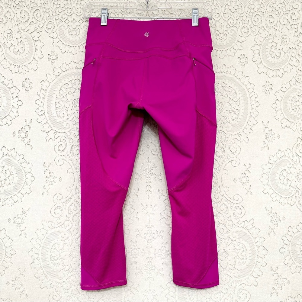 Athleta Mesh Contender Capri Leggings in Electric Fuchsia
